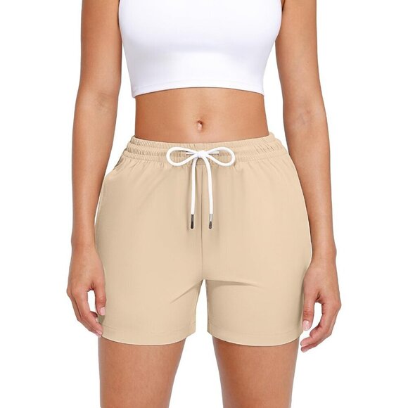 Women Cream Hiking Athletic Lounge Active Shorts Versatile Comfy Casual Pockets